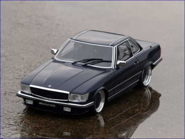 1:18-Tuning Mercedes-560-SL-6.0 R107-AMG-Coupe-Midnight-Blue